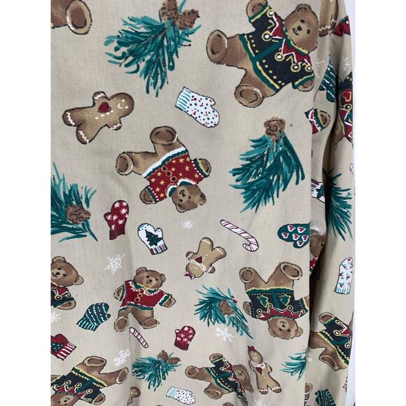 Teddy Bear Christmas Print Womens Long Sleeve Top - Festive Holiday Design - Picture 7 of 10